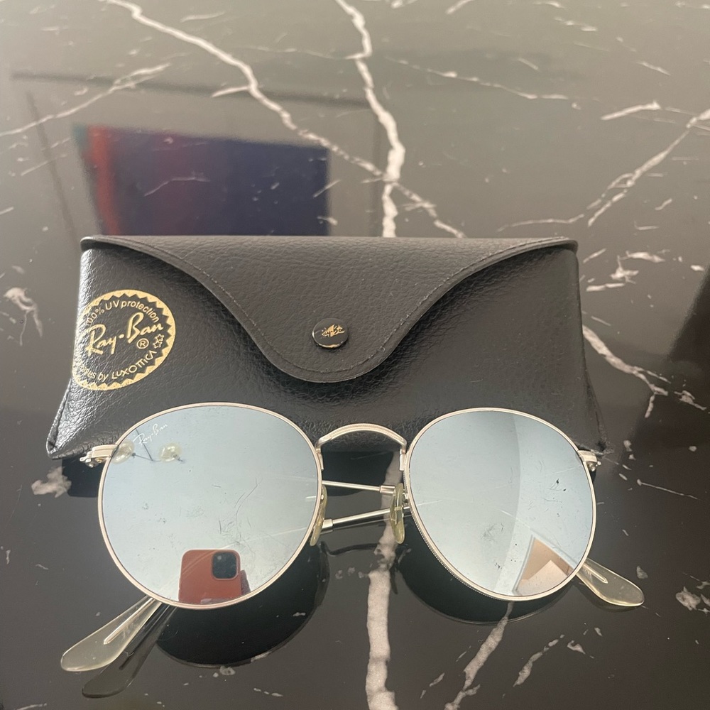 Ray-Ban round silver reflective sunglasses - almost new!